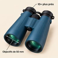 Jumelles 10×50 : 10× plus près, objectifs de 50 mm