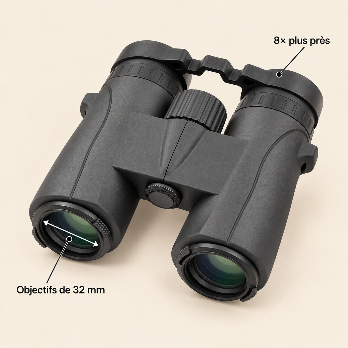Jumelles 8×32 : 8 fois plus près, objectifs de 32 mm